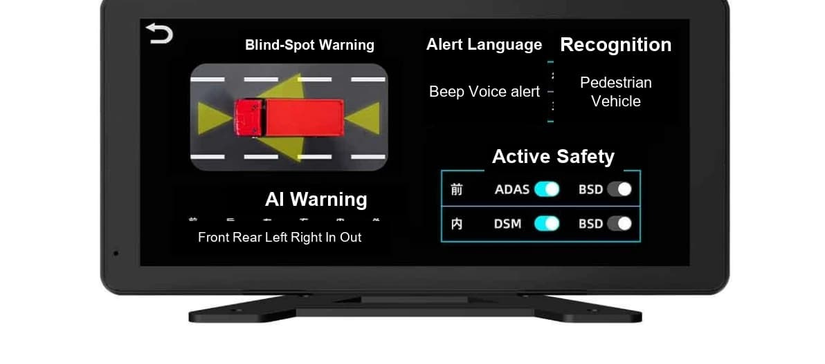 K806 AI blind-spot pedestrian and vehicle warning settings