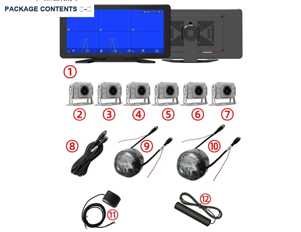 K806 10.36-inch truck monitor with six cameras and aviation extension cables