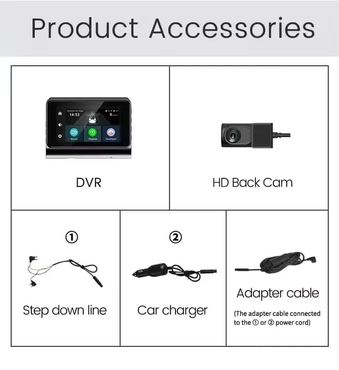 P85 2K 4G Dash Cam product image 5 - P85 2K 4G dash camera with dual-lens recording, WiFi connection, HD rear camera and accessory kit for connected.