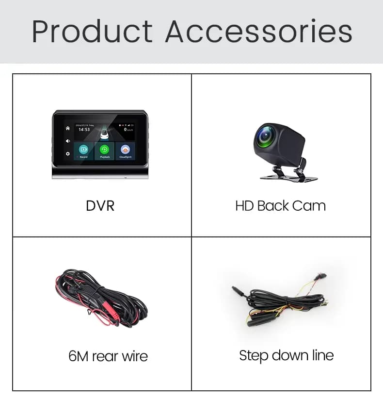 P85 2K 4G Dash Cam product image 6 - P85 2K 4G dash camera with dual-lens recording, WiFi connection, HD rear camera and accessory kit for connected.