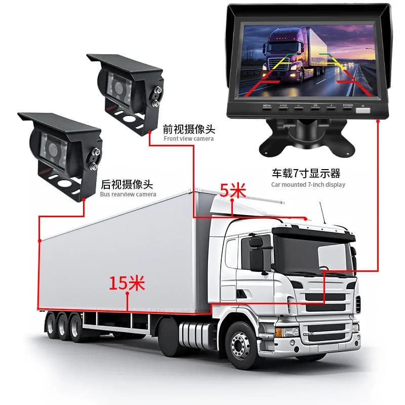 T07 7 Inch AHD Truck Monitor Kit Truck Camera product image 3 - T07 7 inch AHD truck monitor kit with 1024x600 IPS display, 2CH video input, mirror/flip. T07 7 Inch AHD Truck Monitor Kit Truck Camera product image 3 - T07 7 inch AHD truck monitor kit with 1024x600 IPS display, 2CH video input, mirror/flip.