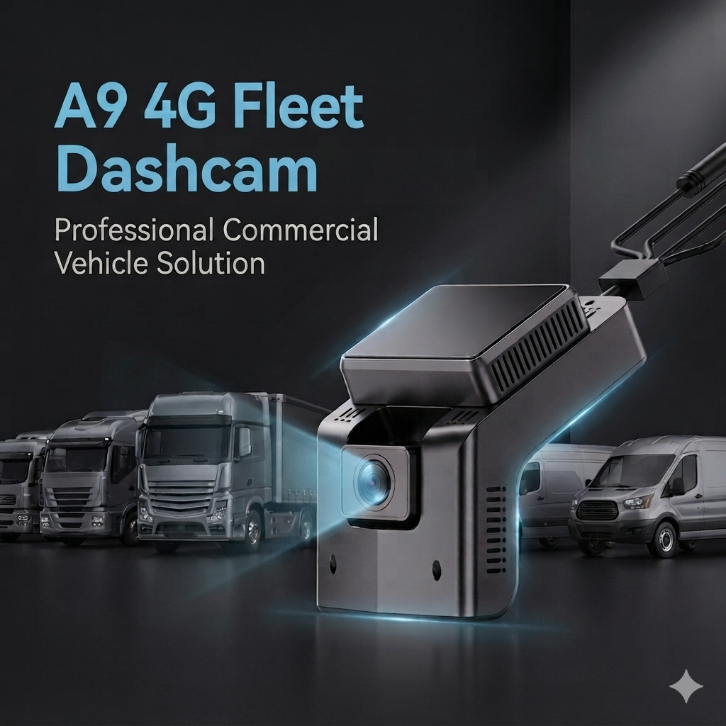 A9 4G Fleet Dashcam Dash Cam catalog image - A9 4G fleet dashcam with dual-camera 1080P recording, ADAS and DMS support, 4G LTE remote fleet management,.