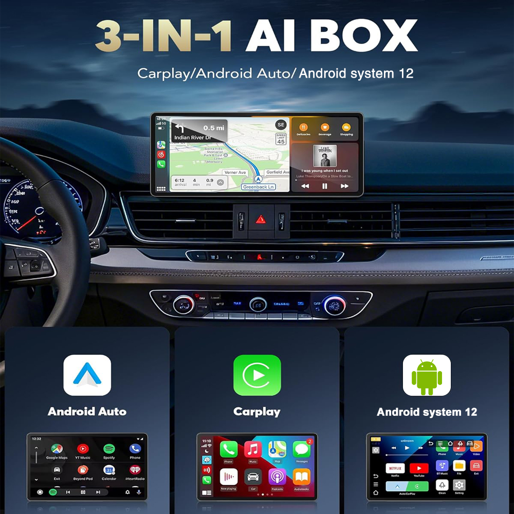 AI028 3-in-1 AI box for Android Auto CarPlay and Android system 12