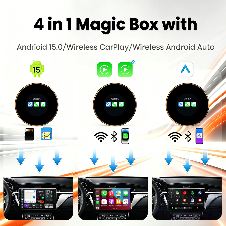 AI035 4 in 1 magic box with Android 15 wireless CarPlay and Android Auto image