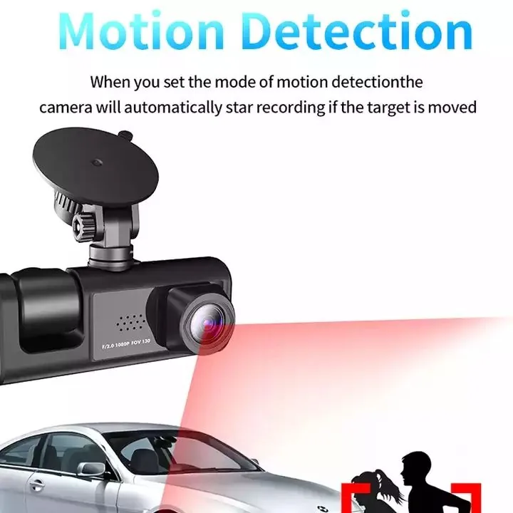 C309 3-Lens 1080P Car DVR Dash Cam thumbnail image 4 - C309 three-lens 1080P car DVR with front, inside and rear recording, WDR low-light image support.