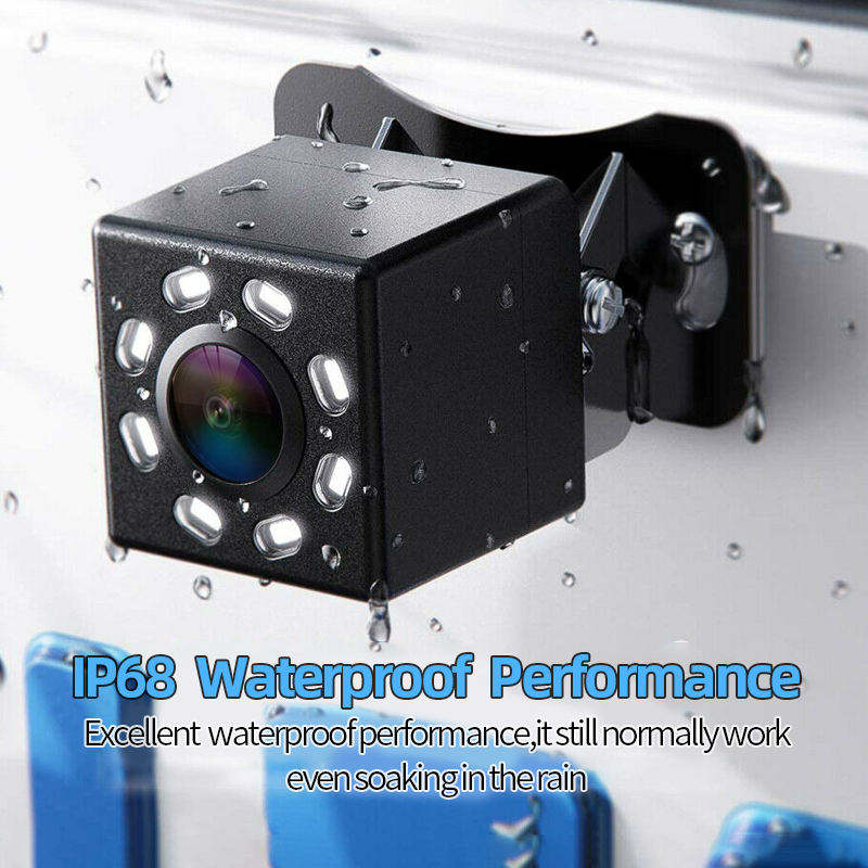 CM14E Dynamic Trajectory Rear Camera catalog image - CM14E CCD rear camera with dynamic trajectory parking line, 12 LED night vision, IP68 waterproof.