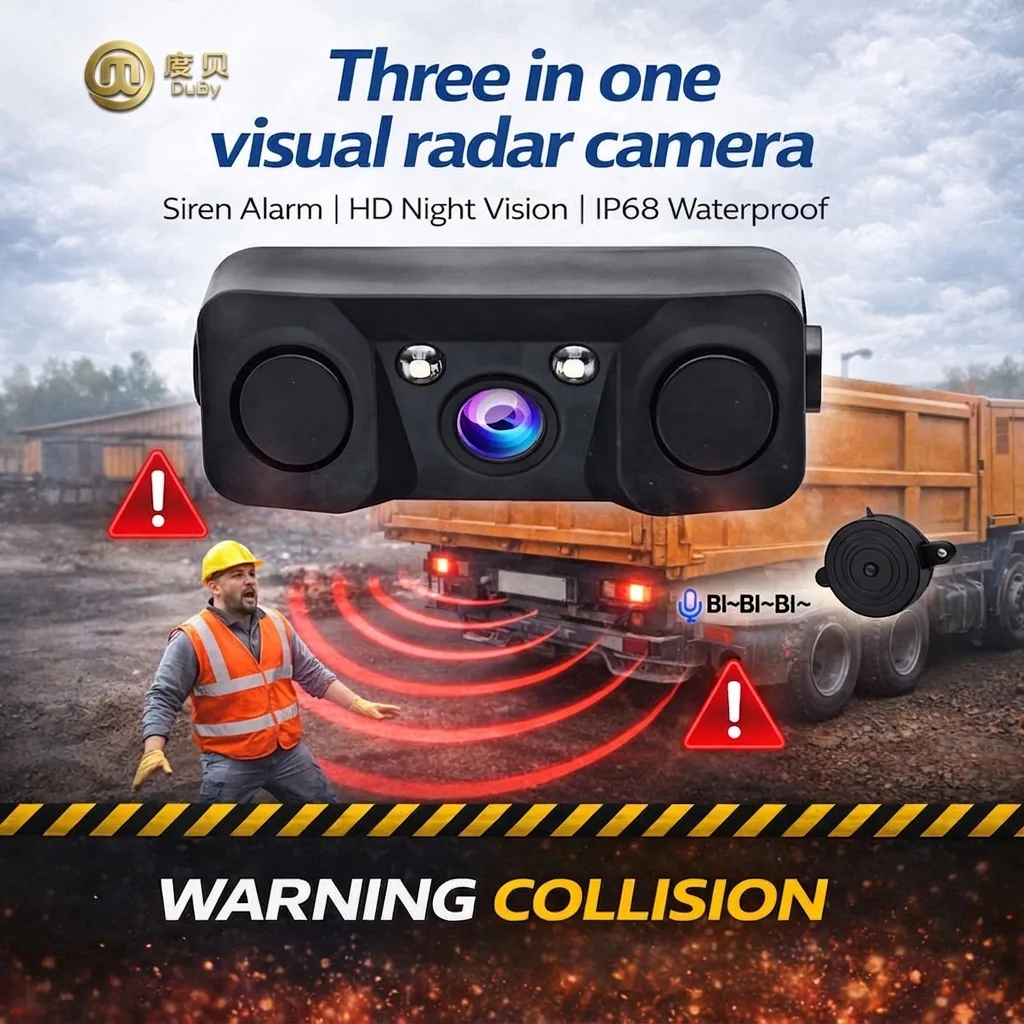 CM303 Three-in-One AHD Radar Rear Camera catalog image - CM303 three-in-one AHD radar rear camera integrates reverse camera, radar sensing and buzzer.