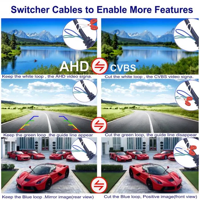 CM40P switcher cables for AHD/CVBS and mirror image control