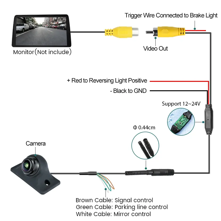 CM56 reversing light wiring diagram for vehicle installation