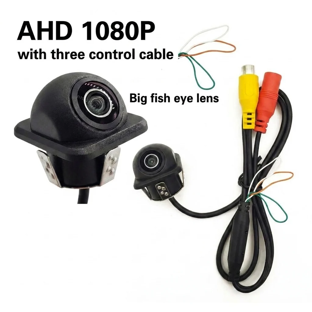 CM62 AHD 1080P small hat camera with three control cables and big fisheye lens
