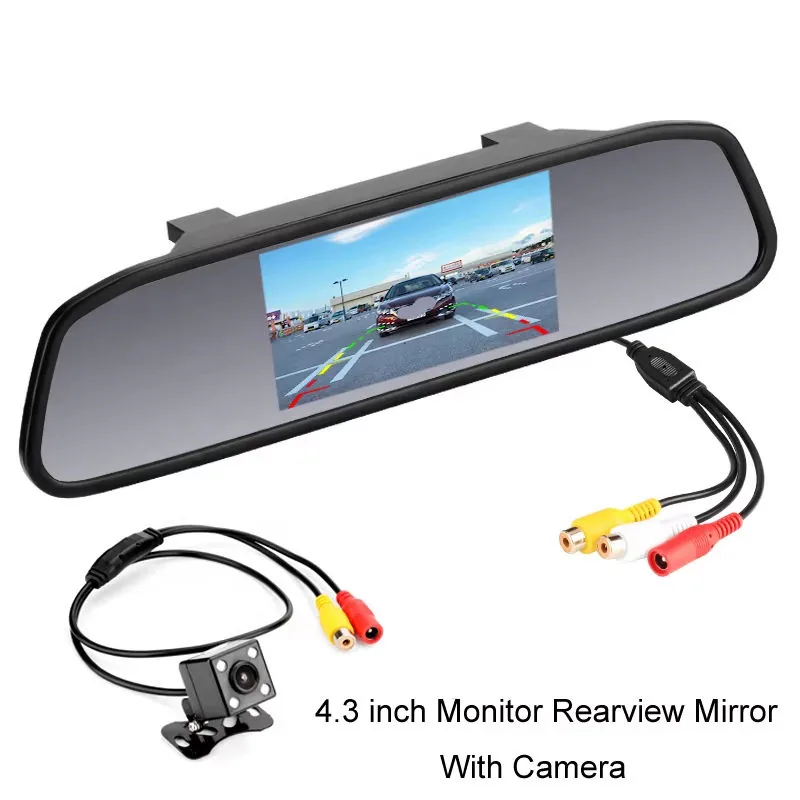 DD451 4.3 Inch Mirror Monitor Kit Dash Cam thumbnail image 2 - DD451 4.3 inch mirror monitor kit with rear camera, AV input wiring and reverse image.