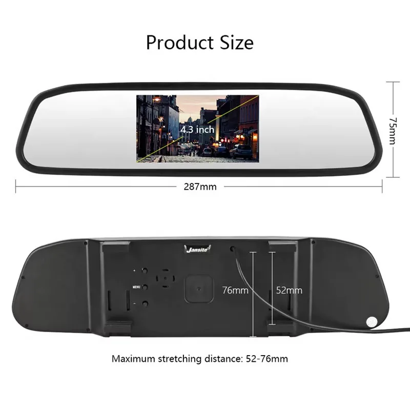 DD451 4.3 Inch Mirror Monitor Kit Dash Cam thumbnail image 5 - DD451 4.3 inch mirror monitor kit with rear camera, AV input wiring and reverse image.