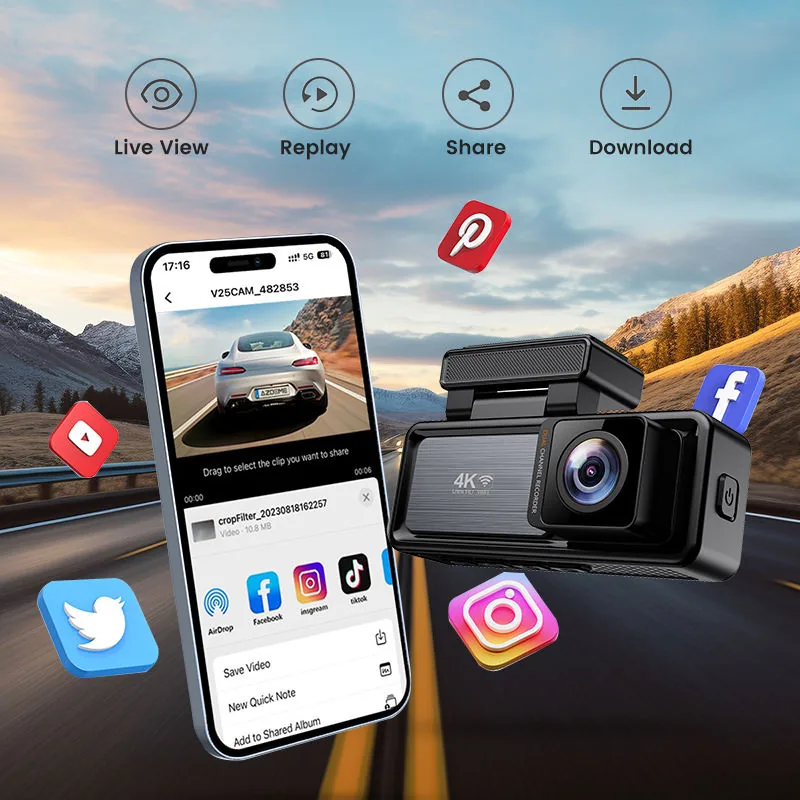 F70 4K Hidden Dash Cam thumbnail image 5 - F70 4K hidden dash camera with UHD recording, WiFi connection, GPS support and rear camera kit for vehicle.