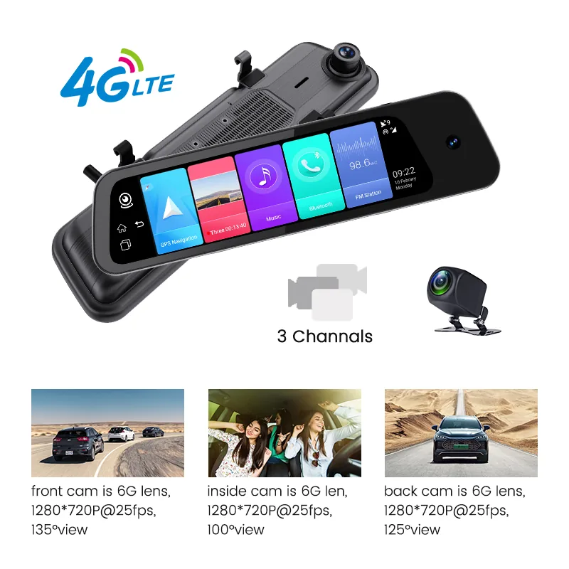 G96 4G Mirror DVR Dash Cam thumbnail image 3 - G96 4G mirror DVR with Android 10.0, 9.66 inch touch screen, GPS navigation, ADAS support and Cloudspirit.