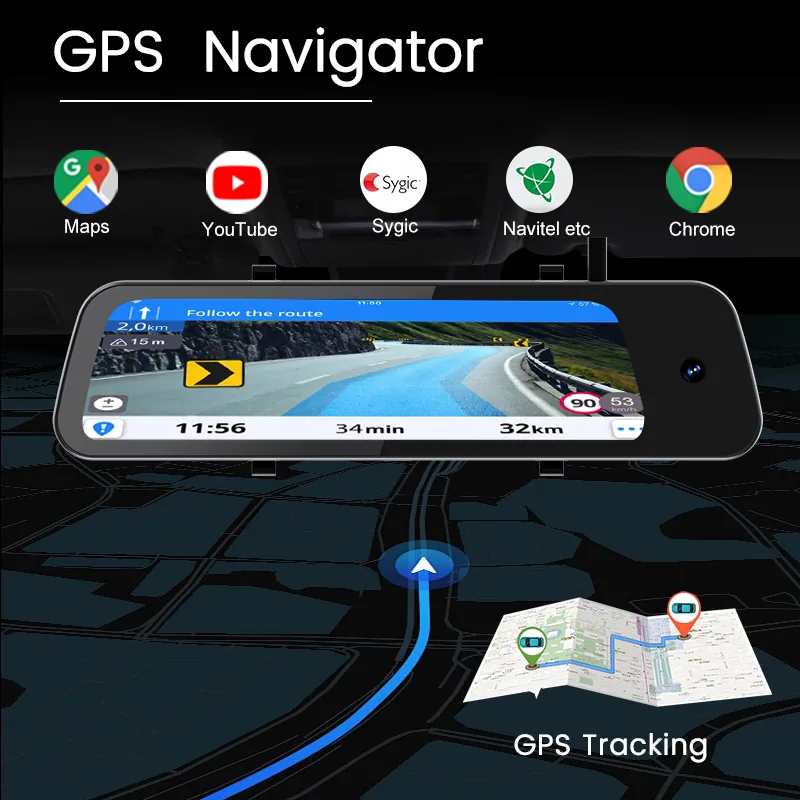 G96 4G Mirror DVR Dash Cam thumbnail image 4 - G96 4G mirror DVR with Android 10.0, 9.66 inch touch screen, GPS navigation, ADAS support and Cloudspirit.
