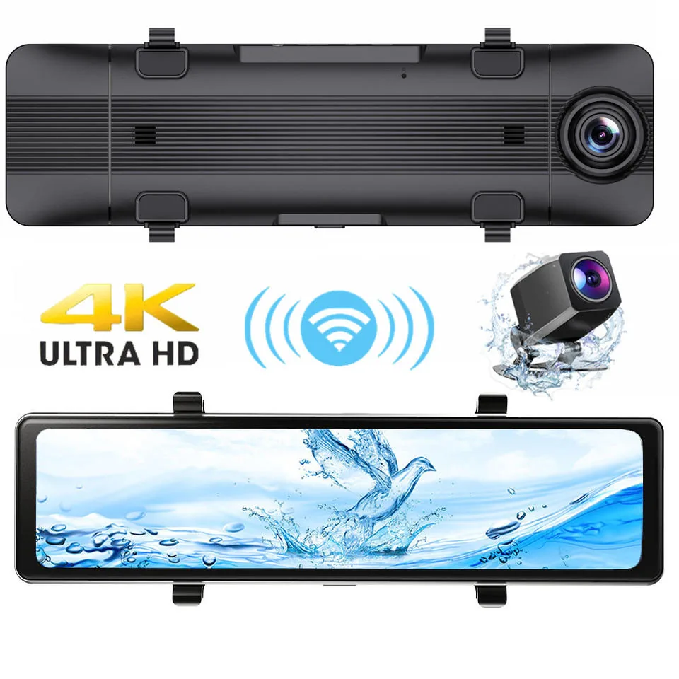 H8 4K Mirror DVR CarPlay Dash Cam thumbnail image 2 - H8 mirror DVR with 10.99 inch IPS screen, front 4K 2160P recording, rear 1080P camera, wireless.