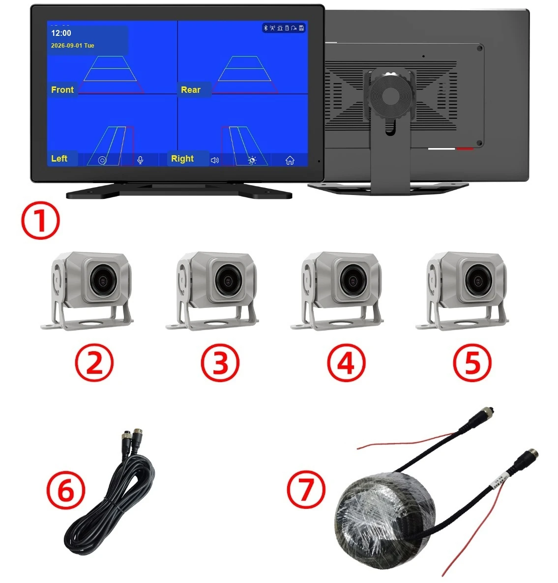 K400 truck camera kit with four cameras and aviation extension cables K400 truck camera kit with four cameras and aviation extension cables