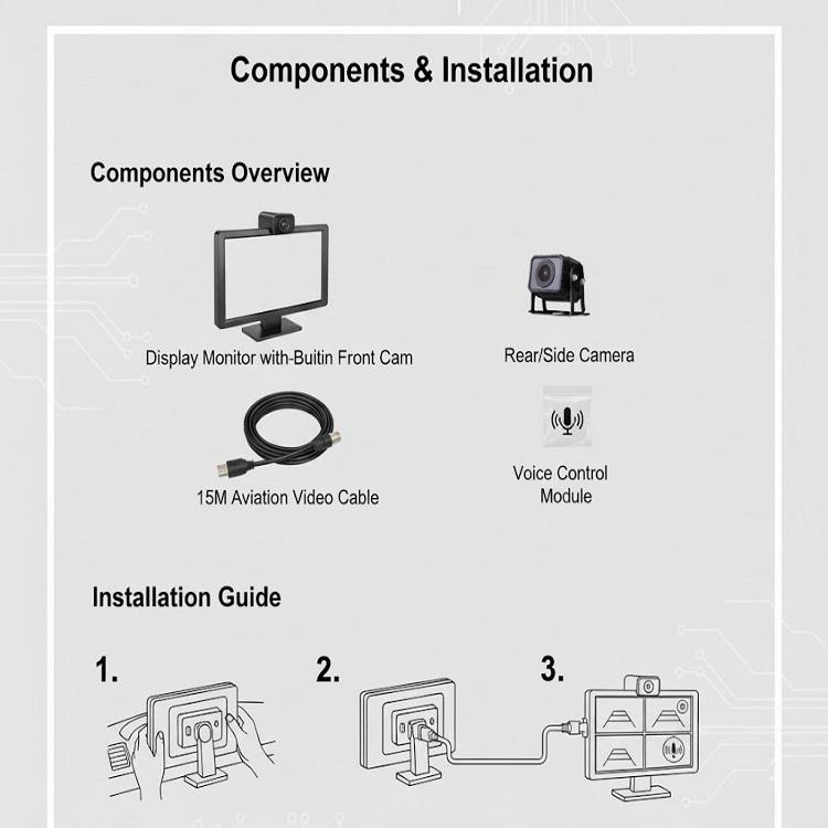 TX022 components and installation guide for commercial vehicle camera kit