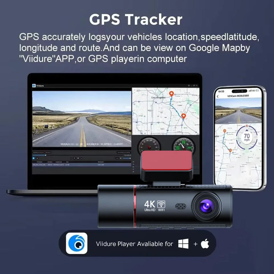 XC301 4K 3-Channel Dash Cam thumbnail image 4 - XC301 4K IPS dash camera with front, inside and optional rear recording, WiFi, GPS tracking and package.