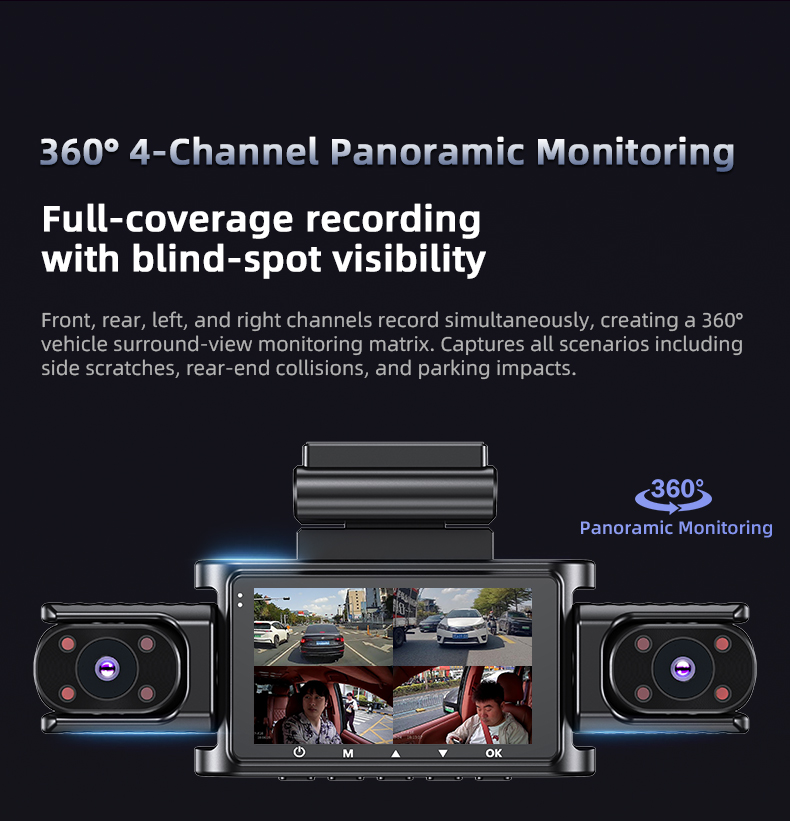 X404 360-degree 4-channel panoramic monitoring dash cam image